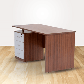 SERIES A – Manager Office Table – 5 Ft(L) X 2 Ft 6in(W) With 3 Drawer Pedestal-Dark Brown