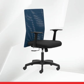 HELLO BASICS - Blue Mid Back Ergonomic Office Chair - Transteel