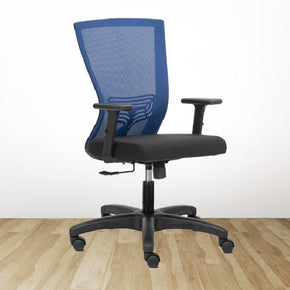 REFLEX BLUE Mid Back Ergonomic Office Chair With Mesh Back And Adjustable Arms