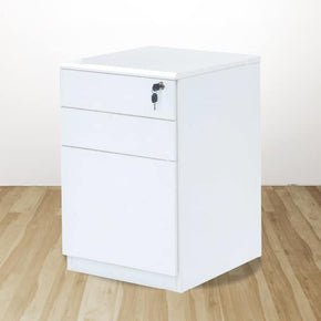 Slim Pedestal with three drawers in full white