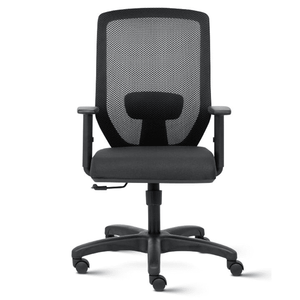 EURO Mid Back Ergonomic Chair With 1D Adjustable Arms – Black