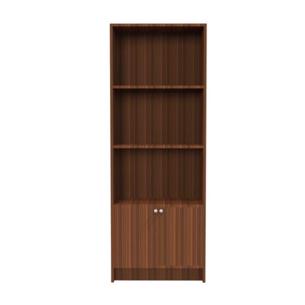Modern Book Shelf with Bottom Cabinet - Classic Walnut