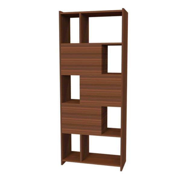Modern Book Shelf cum Display Unit - Classic Walnut