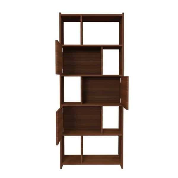 Modern Book Shelf cum Display Unit – Classic Walnut -Transteel