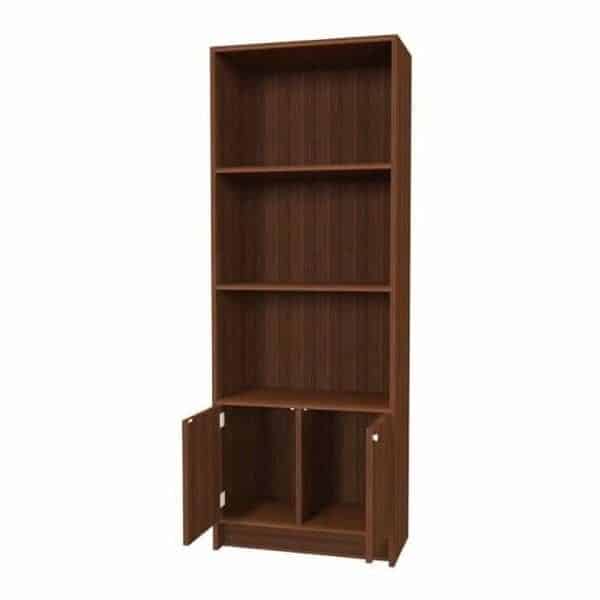 Modern Book Shelf with Bottom Cabinet – Classic Walnut - Transteel