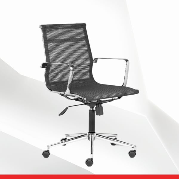 Black – Mid Back Mesh Ergonomic Chair with Aluminium Arms-TRANSTEEL