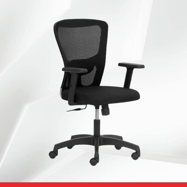 Fluid Basics - Mid Back Ergonomic Chair with Mesh Back & Adjustable Arms-TRANSTEEL