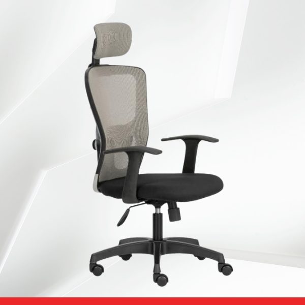 FLUID LITE – High Back Ergonomic Chair with Mesh Back & Fixed Arms-grey-TRANSTEEL