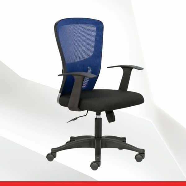 Fluid Lite – Mid Back Ergonomic Chair with Mesh Back & Fixed Arms – Blue-TRANSTEEL