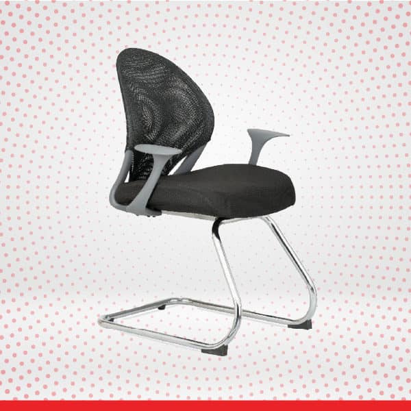 CONNECT - Black Low Back Mesh Ergonomic Visitor Chair with Fixed Arms-Transteel