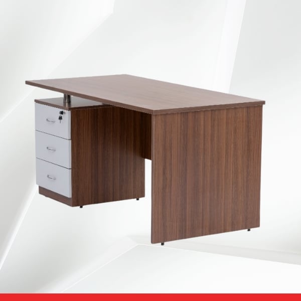 Series A – Manager Office Table – 5 Feet (L) X 2 Feet 6 Inches (W) with 3 Drawer Pedestal-TRANSTEEL