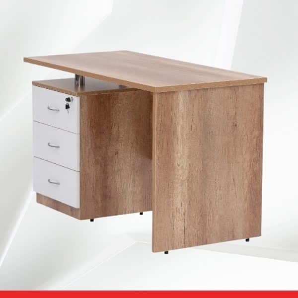 Series A – Staff Office Table for Staff – 4 Feet (L) X 2 Feet (W) with 3 Drawer Pedestal-Light brown-TRANSTEEL