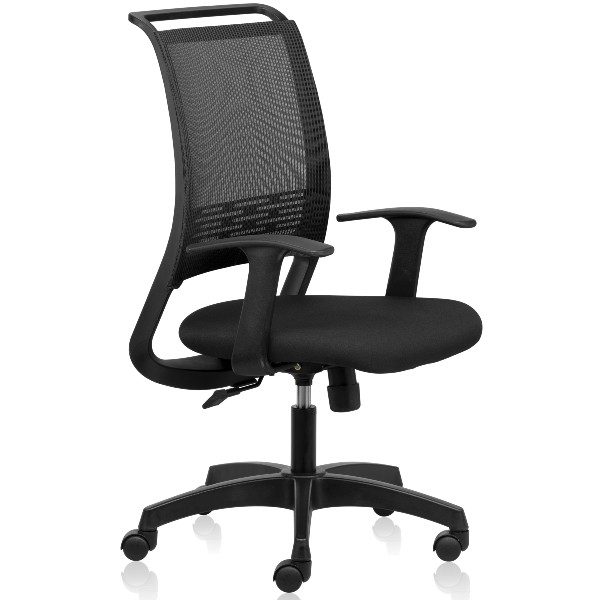 Perfect Mid Back Chair with Fixed Arms and Tilt Mechanism - Black