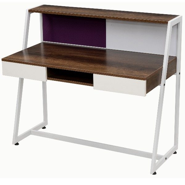 HomeWork Performance Study Table with Pinboard, Writing Board, Two Pencil Drawers, Open Shelf and Storage - White