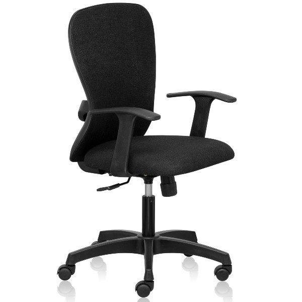Smart Mid Back chair with adjustable lumbar, high tensile breathable natural fabrics & fixed arms