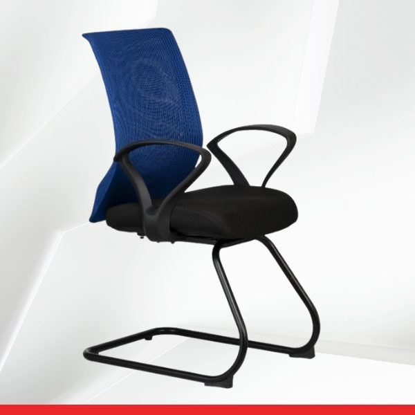 Atos – Low Back Mesh Visitor Chair with Arms-blue-TRANSTEEL