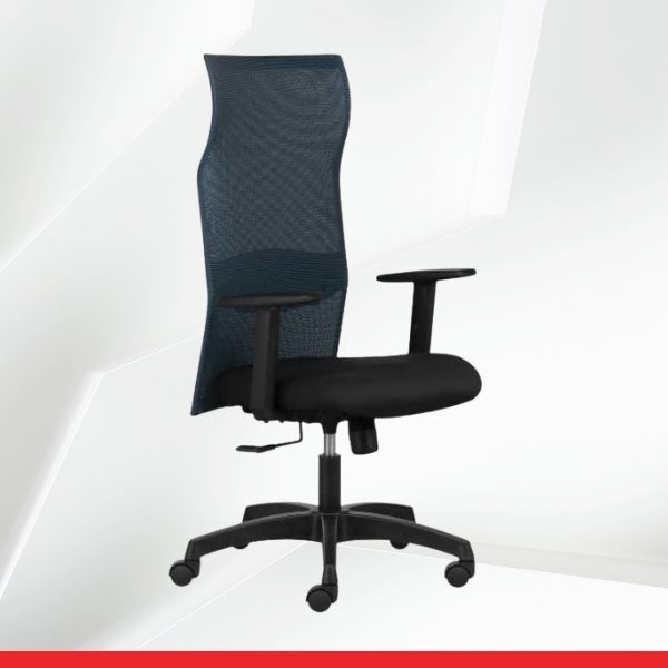 Hello – High Back Mesh Ergonomic Chairs with Adjustable Arms-blue-TRANSTEEL