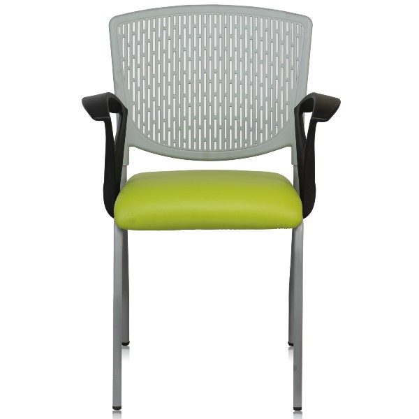 Wave visitor chair with arms and leathertte seat