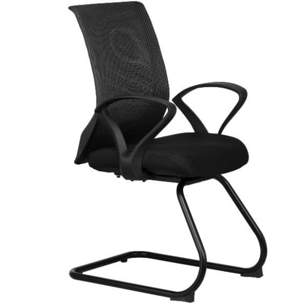 Atos Low back Mesh Visitor chair with arms - Black