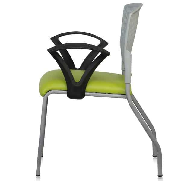 Wave visitor chair with arms and leathertte seat