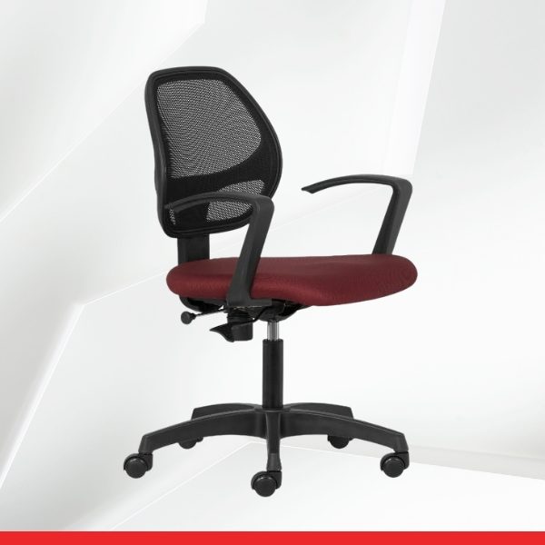 Anytime – Low Back Office Chair with Mesh Back and Fixed Arms-TRANSTEEL