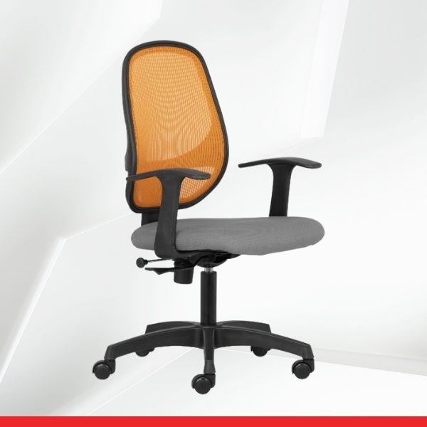 Anytime – Mid Back Office Chair with Mesh Back and Fixed Arms-TRANSTEEL
