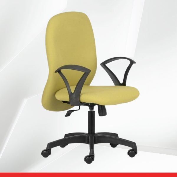 Jupiter – Mid Back Chair with Upholstered Back and Fixed Arms-yellow-TRANSTEEL