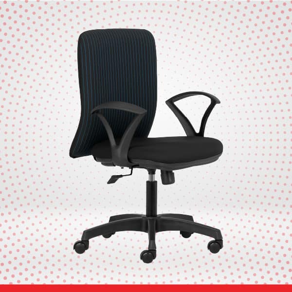PRIME NEO – Mid Back Chair with Fabric Back and Fixed Arms - Transteel