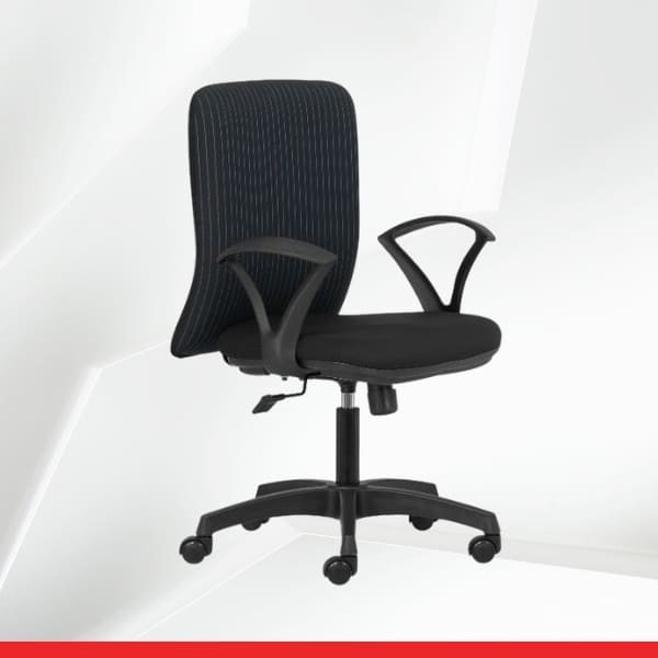 Prime Neo – Mid Back Chair with Fabric Back and Fixed Arms-TRANSTEEL
