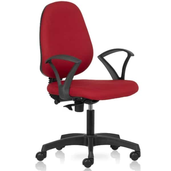 Infinity Mid Back chair with Fabric seat and back with fixed arms - Red