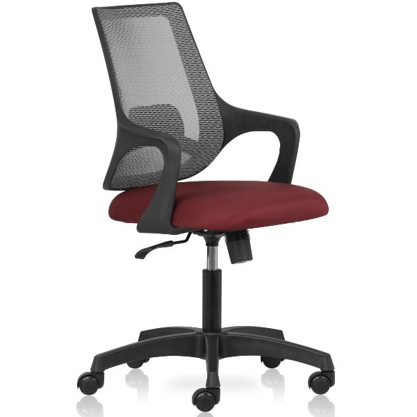 Aqua Neo Mid back chair with mesh back and fixed arms - Black