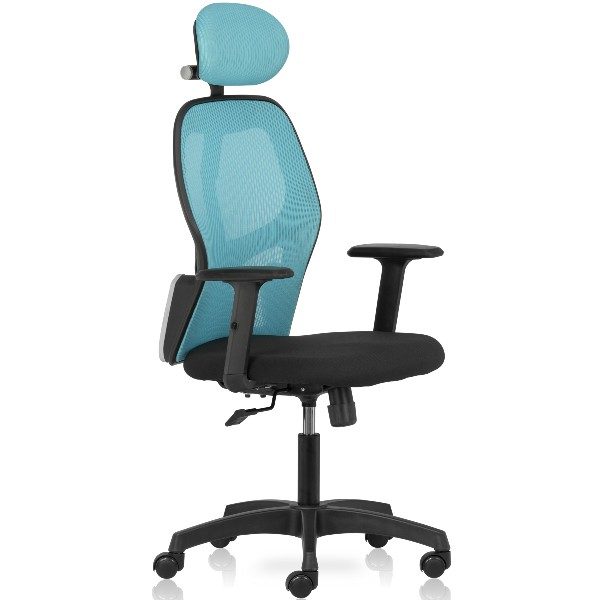 IWeb High Back Mesh Office chair with adjustable arms - Blue