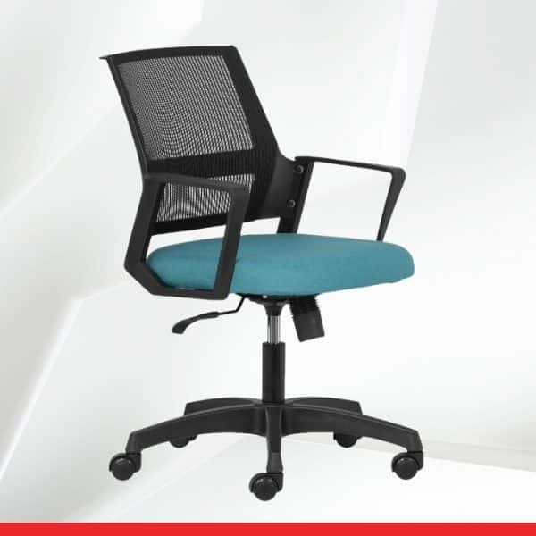 iExpress – Low Back Chair with Mesh Back and Fixed Arms-Green-TRANSTEEL