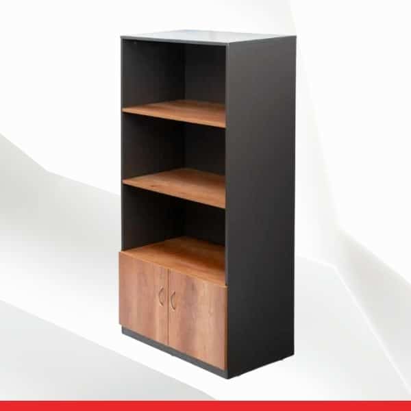 Open Book – Filing Shelf with Bottom Cabinet-dark brown-TRANSTEEL