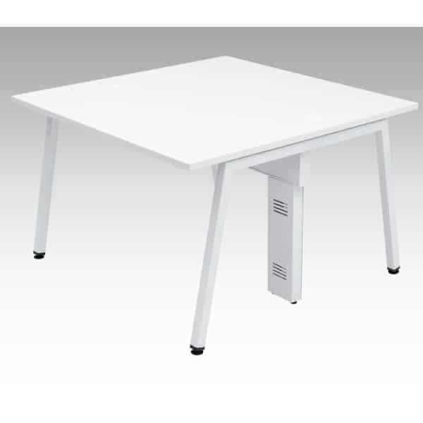 2 Seater Shared Workstation ( White top and White Powder Coating ) Back to Back - without screen