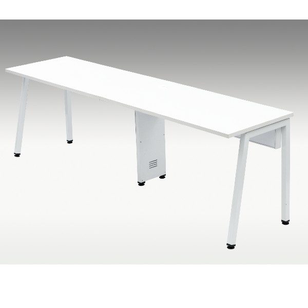 2 Seater Straight Workstation ( White top and White Powder Coating ) - without screen