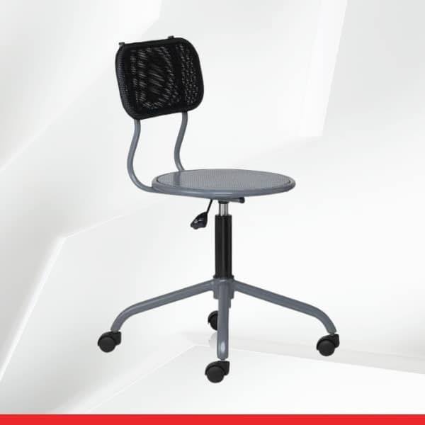 Spin Grey – Swivel Chair with Mesh Backrest and Perforated Metal Powder Coated Seat-TRANSTEEL