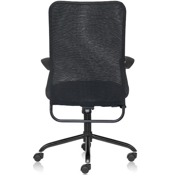Zeus Basics Mesh Mid Back chair with fixed arms and powder coated steel base