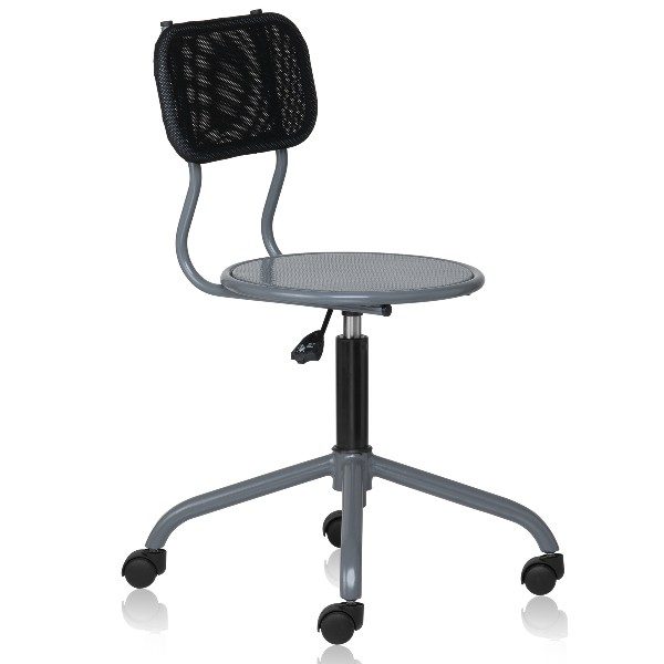 Spin Swivel Chair with Mesh Backrest and Perforated Metal powder coated Seat - Grey