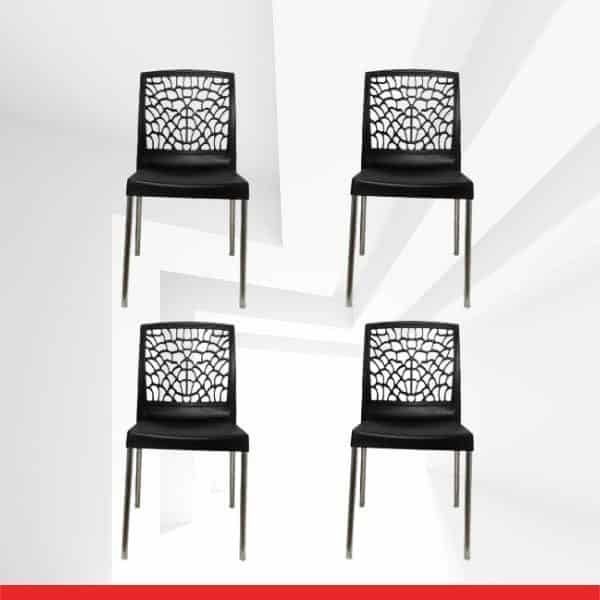 Pepper Chair in Black – Stackable – Set of 4 Chairs-TRANSTEEL