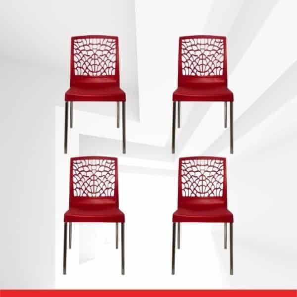 Pepper Chair in Red – Stackable – Set of 4 Chairs-TRANSTEEL
