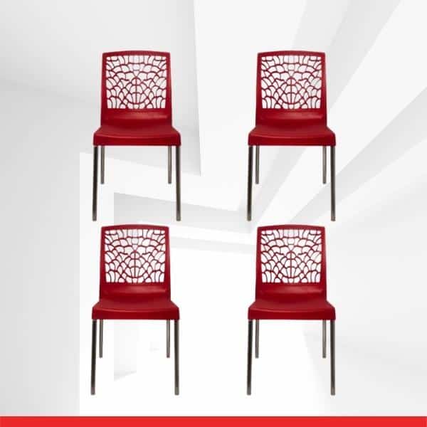Pepper Chair in Red – Stackable – Set of 4 Chairs-TRANSTEEL
