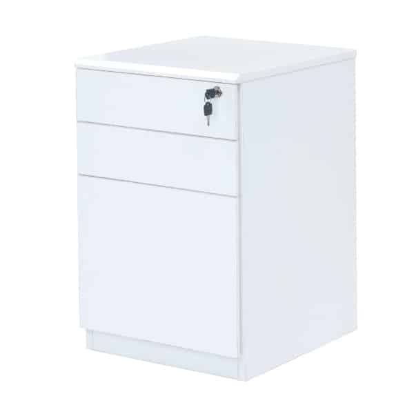 Slim Pedestal with three drawers in full white - TRANSTEEL