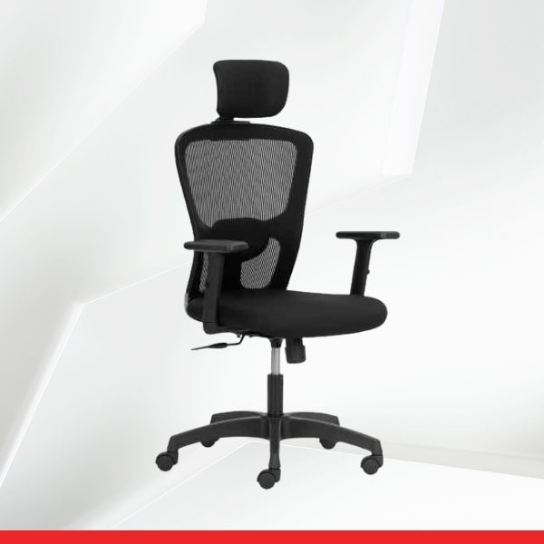 Fluid Basics - High Back Ergonomic Chair with Mesh Back & Adjustable Arms - Black-TRANSTEEL