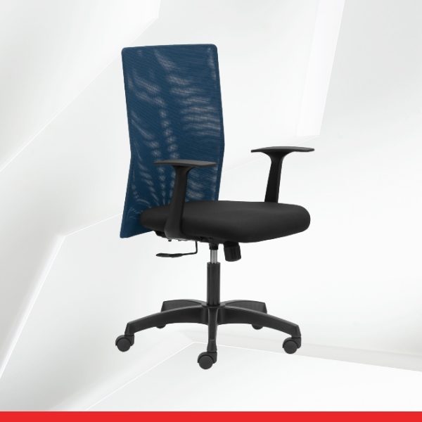 Hello Basics Medium Back Mesh Chair with Fixed Arms and Active Tilt-TRANSTEEL