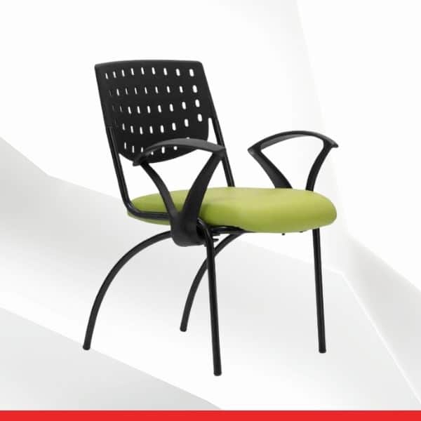 Oxygen – Visitor Chair With Arms and Leatherette Seat-TRANSTEEL