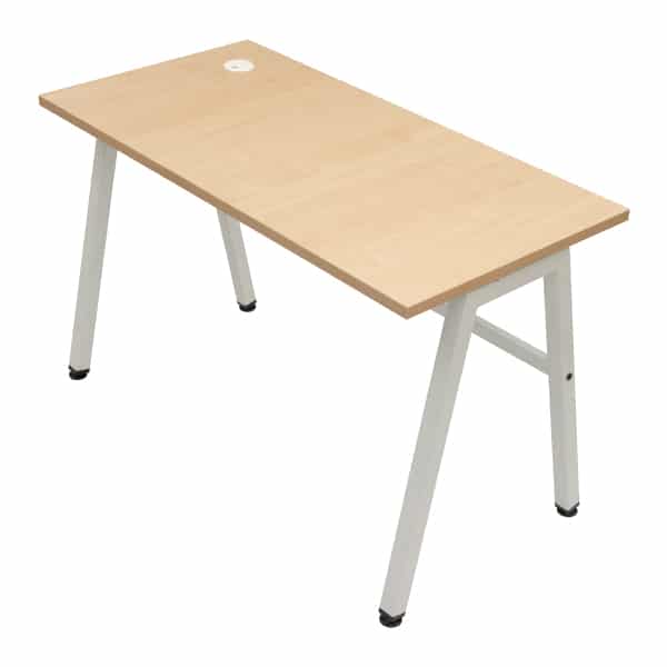 ANGLE–Office Table - 4 Feet (L) X 2 Feet (W) with White powder coating and Maple shade top - Transteel