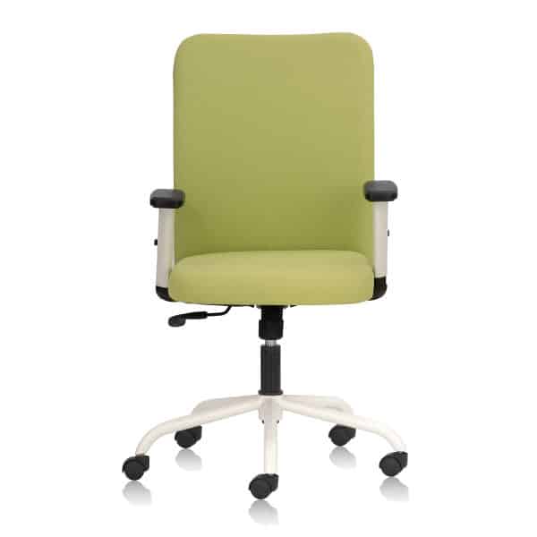 FOCUS-Green-Mid Back Chair with Adjustable Arm - white Base - TRANSTEEL
