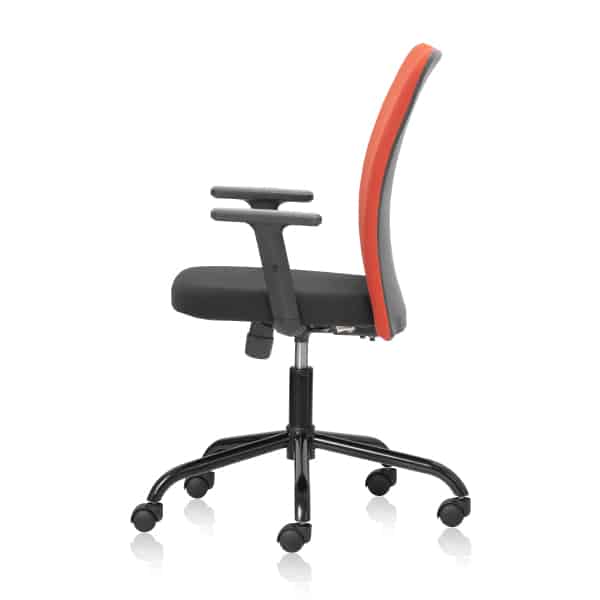 FOCUS-Maroon-Mid Back Chair with Adjustable Arm -Black Base - TRANSTEEL