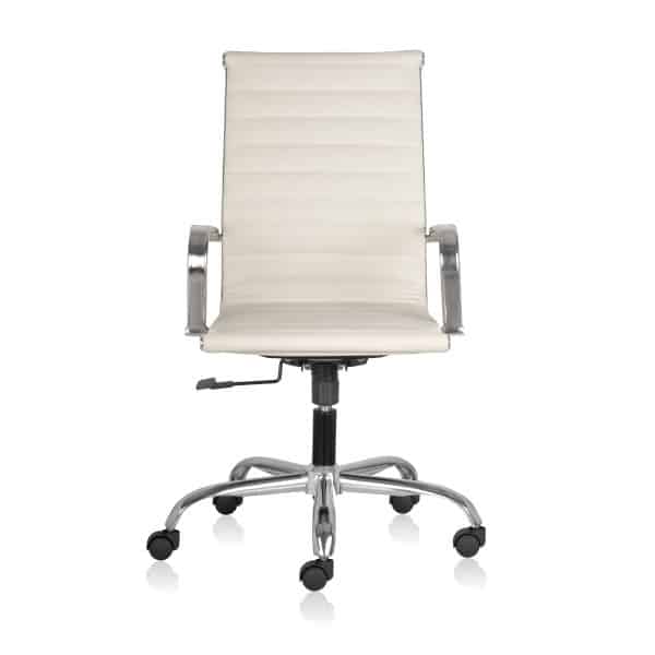 MEDLEY-Butterscotch-Low Back Chair With White Leatherette And Aluminium Die Cast Arms -Transteel